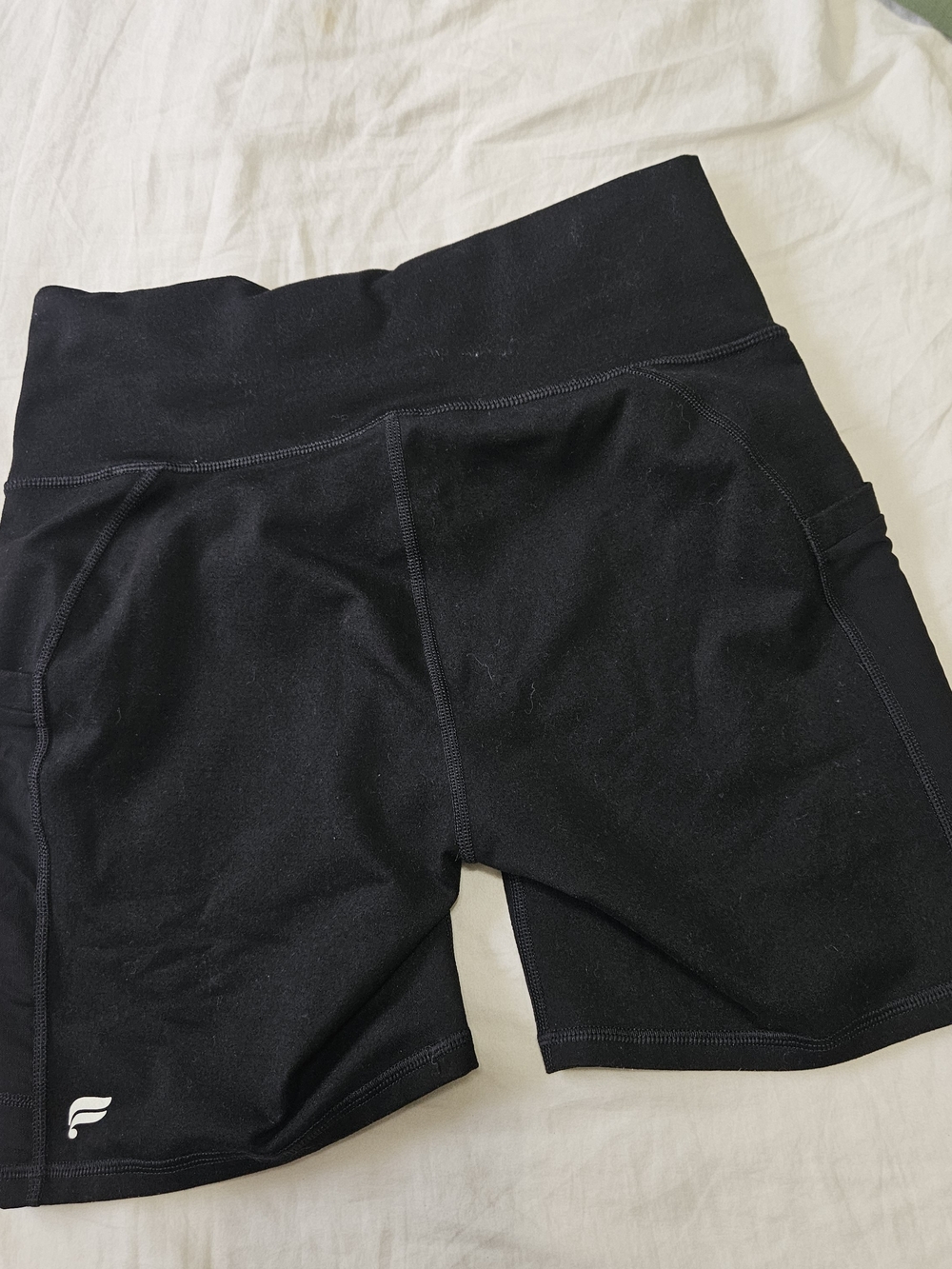 Fabletics Black Power Hold High-Waist Bike Shorts with Side Pocket